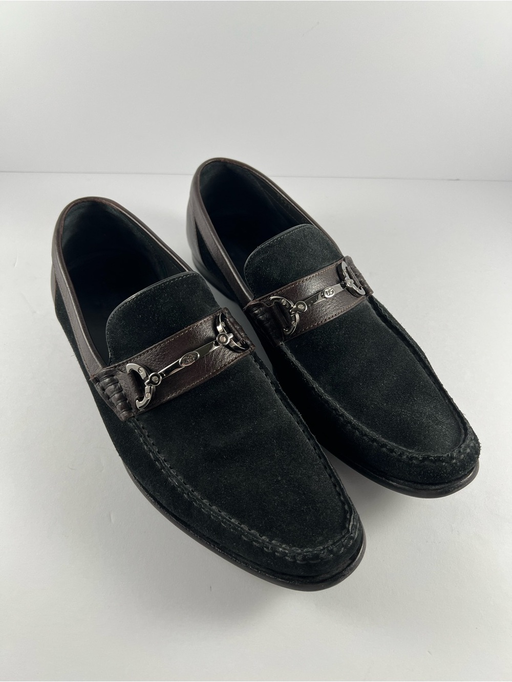 Dolce & Gabbana Black Suede Loafers Men US 7.5 IT 6.5 Leather Horsebit 2521